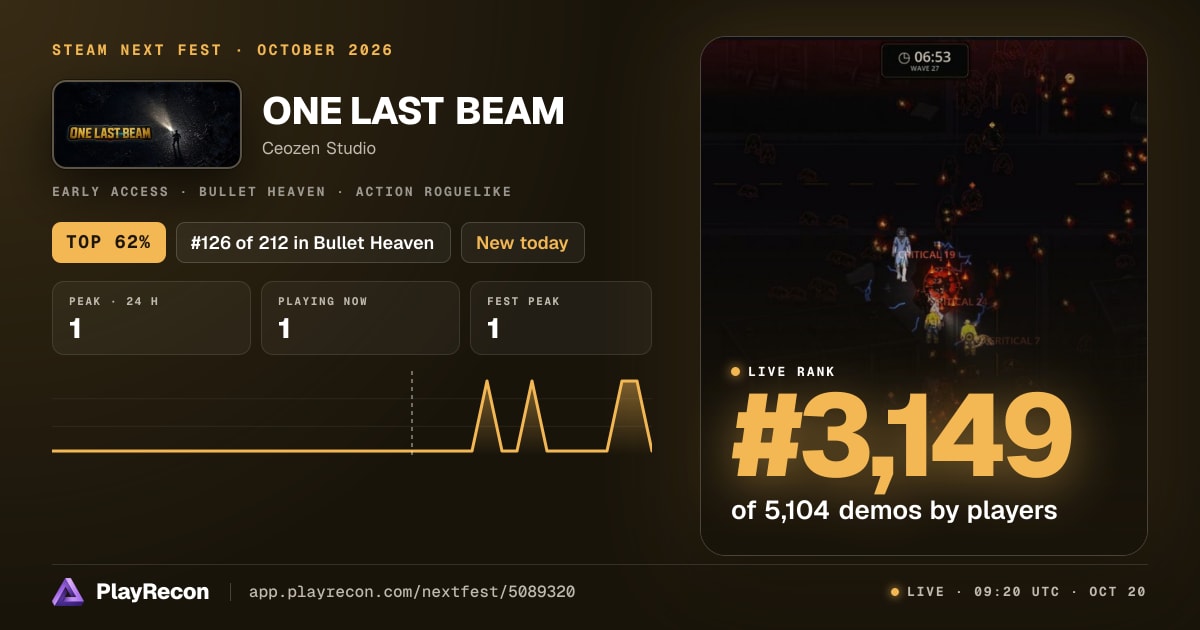 ONE LAST BEAM au Steam Next Fest