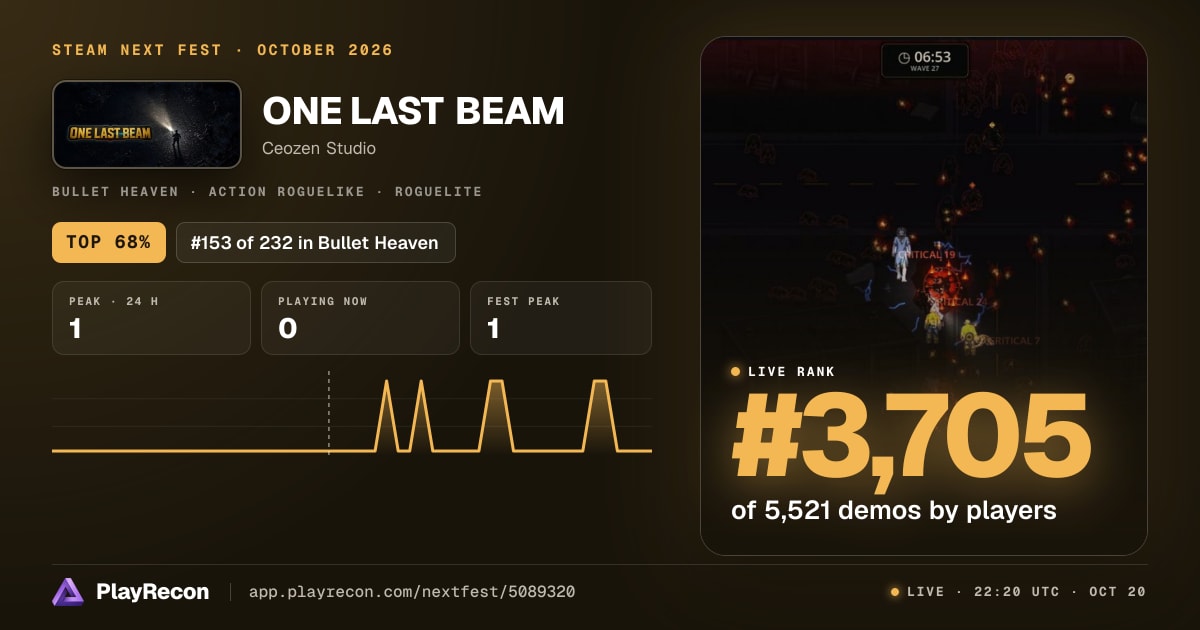 ONE LAST BEAM im Steam Next Fest