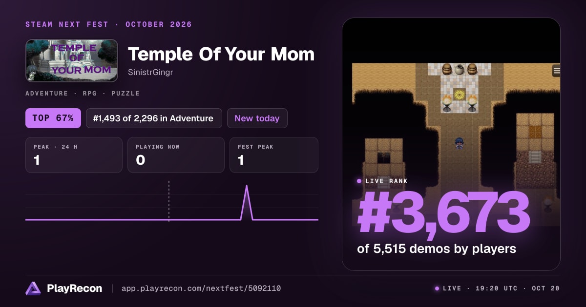 Temple Of Your Mom in Steam Next Fest