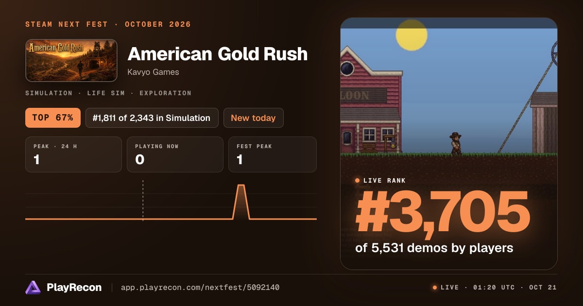 American Gold Rush im Steam Next Fest