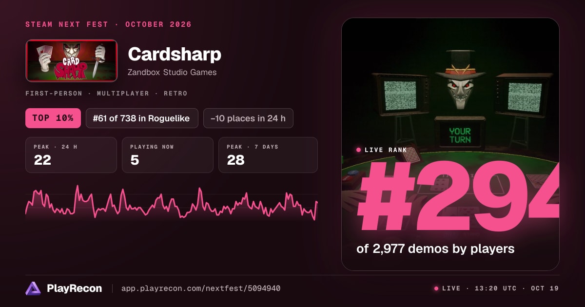 Cardsharp in Steam Next Fest