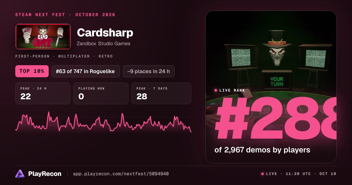 Cardsharp на Steam Next Fest