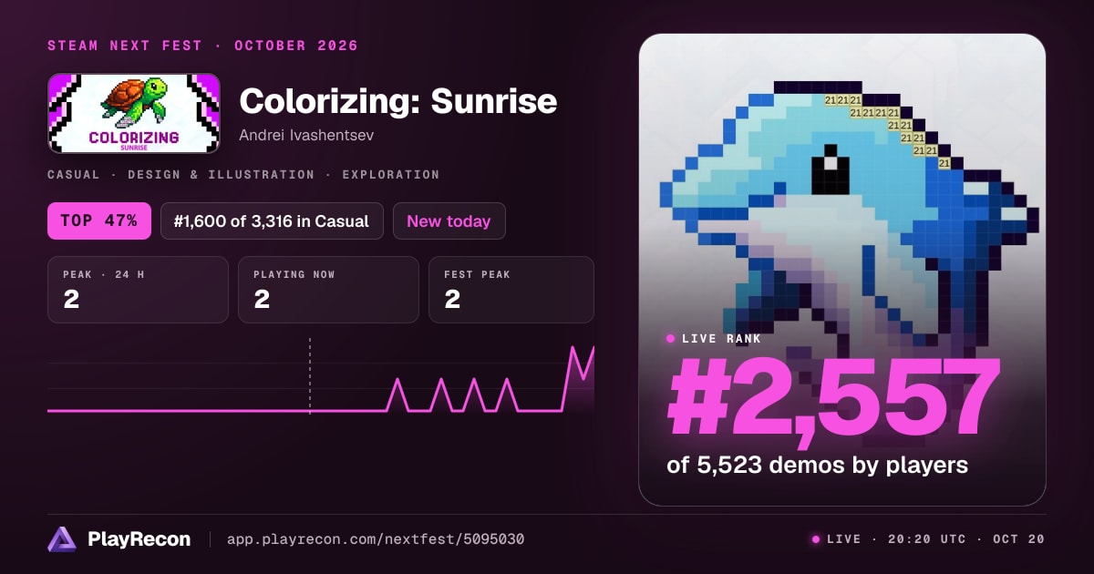 Colorizing: Sunrise in Steam Next Fest