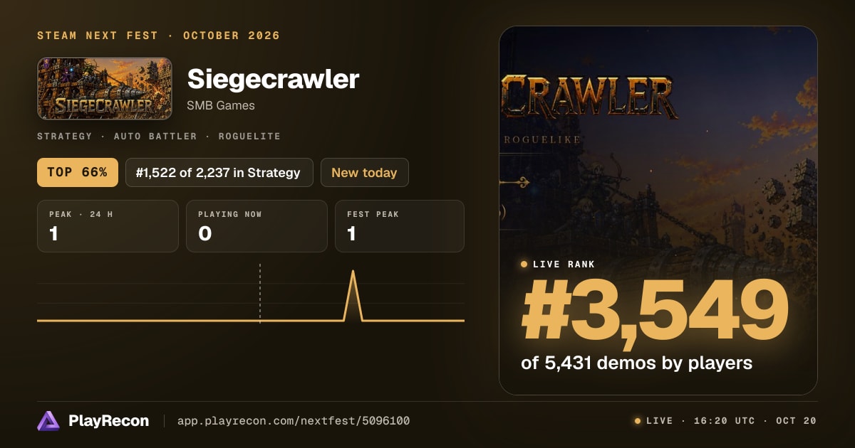 Siegecrawler au Steam Next Fest
