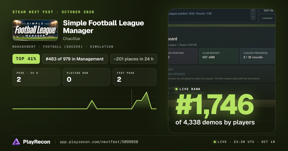Simple Football League Manager in Steam Next Fest