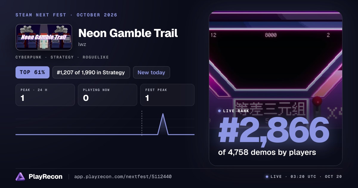 Neon Gamble Trail на Steam Next Fest