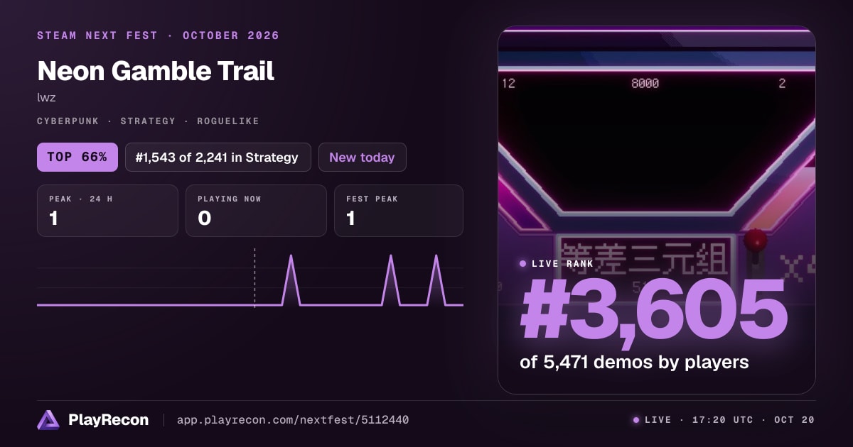 Neon Gamble Trail au Steam Next Fest