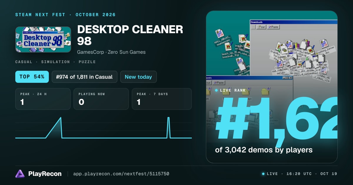 DESKTOP CLEANER 98 au Steam Next Fest