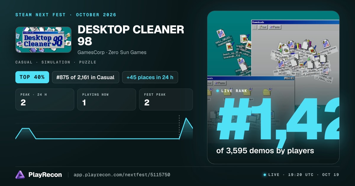 DESKTOP CLEANER 98 en el Steam Next Fest