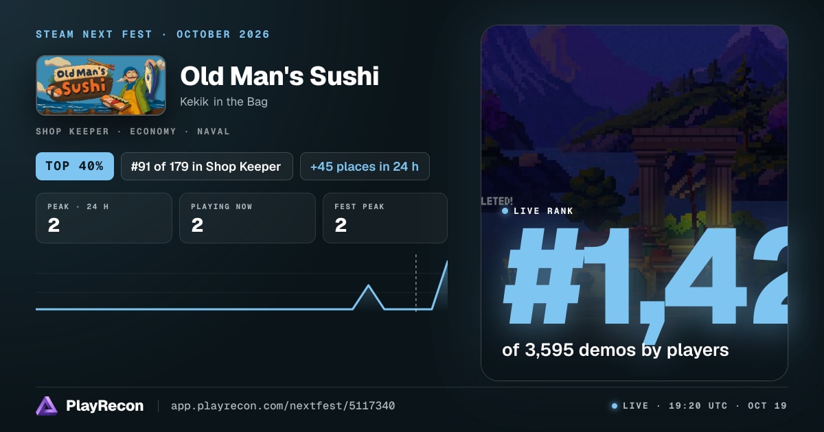 Old Man's Sushi au Steam Next Fest