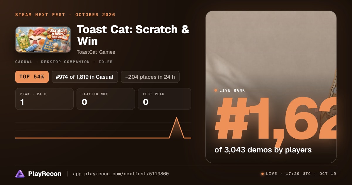 Toast Cat: Scratch & Win in Steam Next Fest