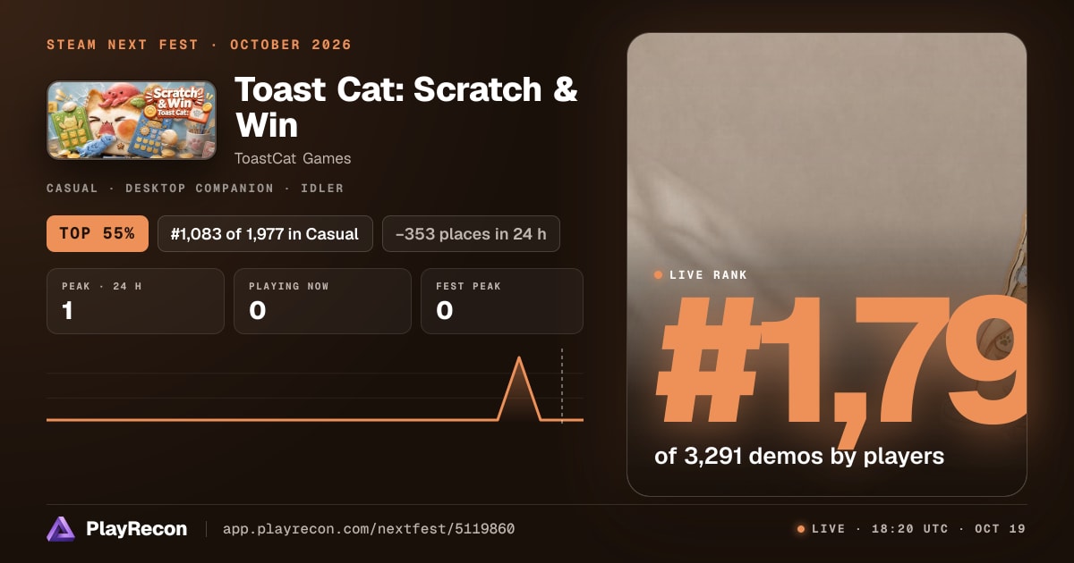 Toast Cat: Scratch & Win allo Steam Next Fest