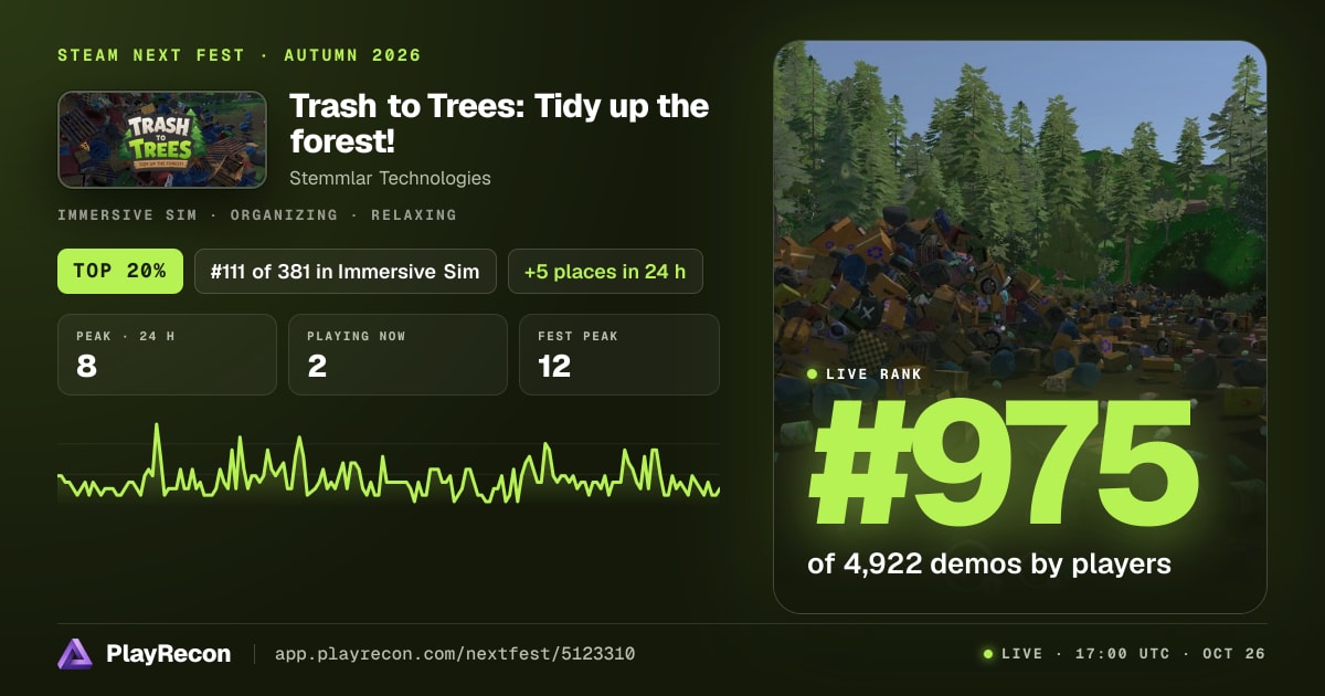 Trash to Trees: Tidy up the forest! на Steam Next Fest