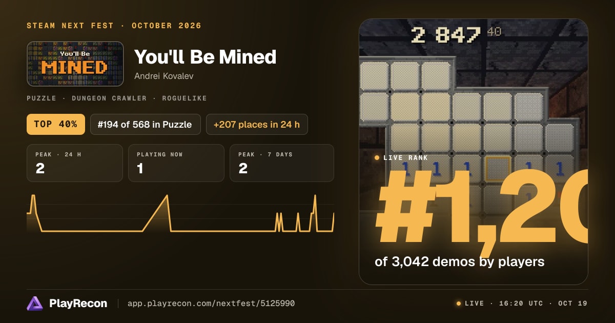 You'll Be Mined in Steam Next Fest