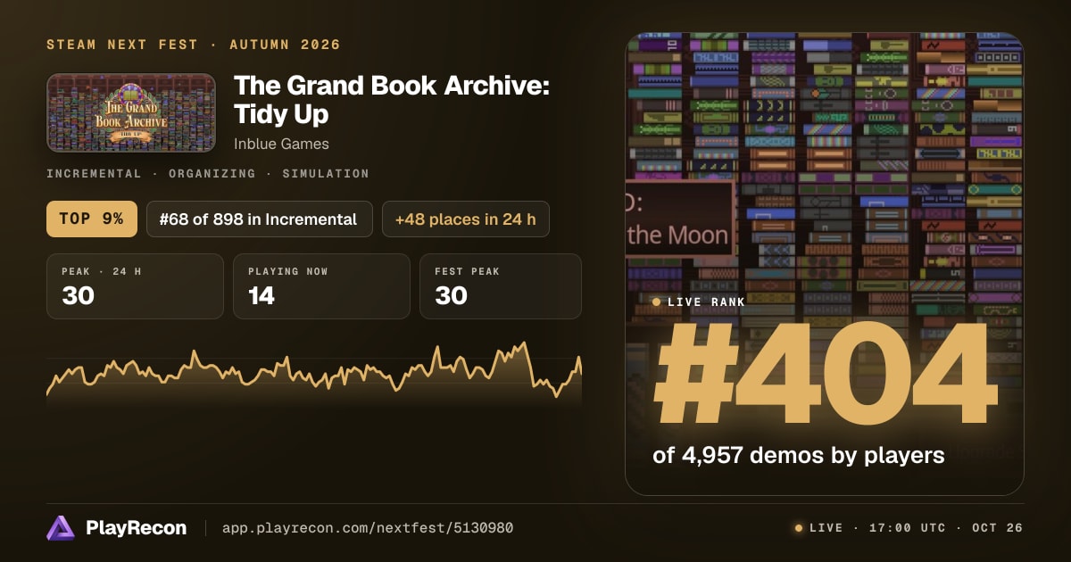 The Grand Book Archive: Tidy Up in Steam Next Fest