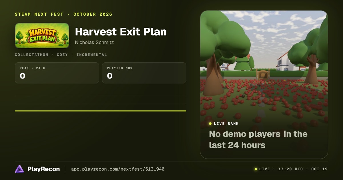 Harvest Exit Plan на Steam Next Fest