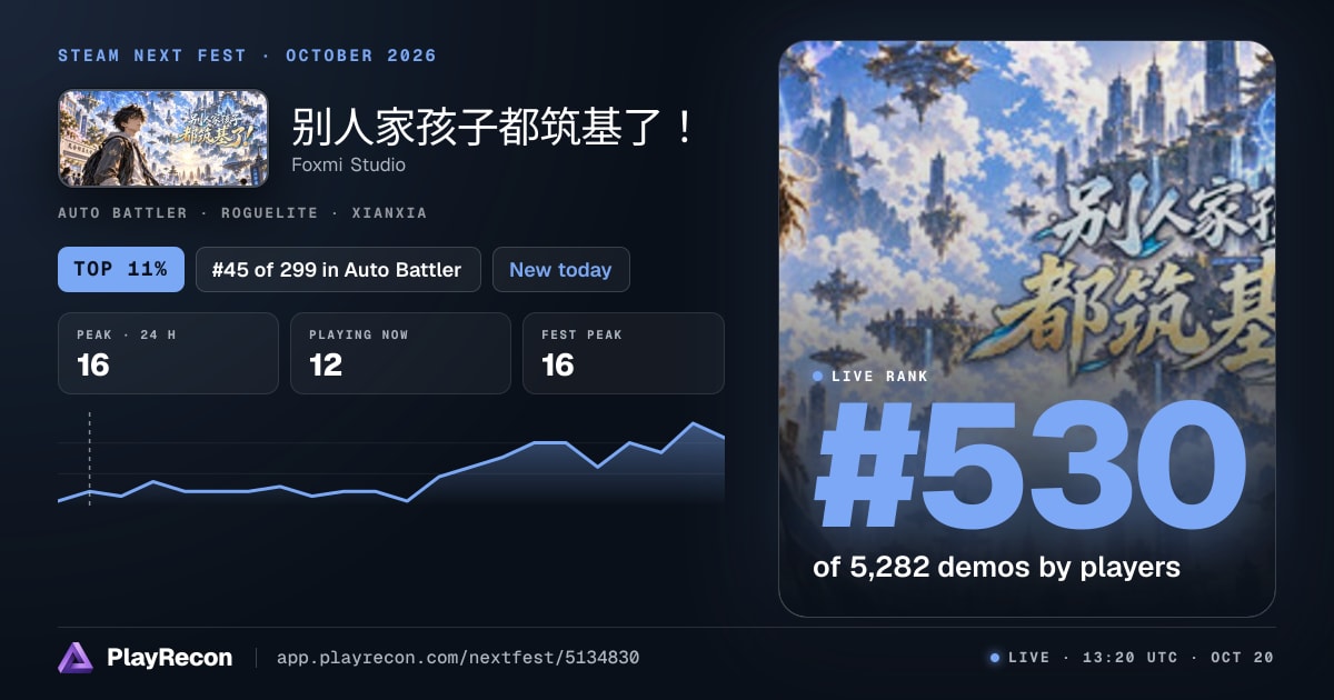 别人家孩子都筑基了！ allo Steam Next Fest