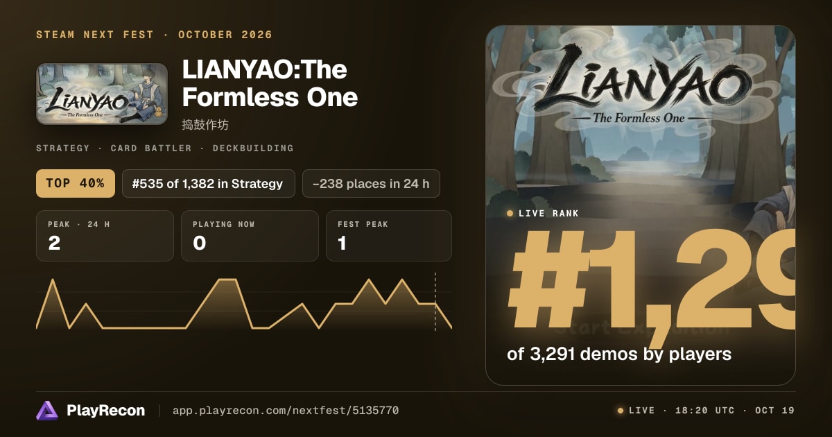 LIANYAO:The Formless One im Steam Next Fest