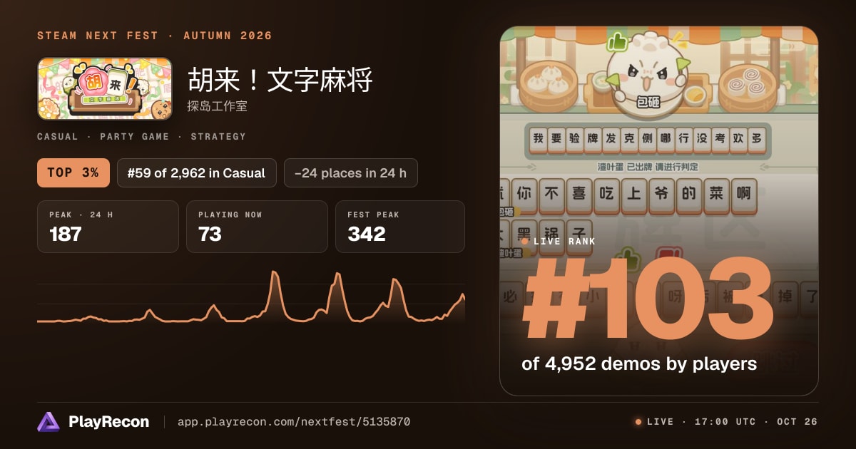 胡来！文字麻将 in Steam Next Fest