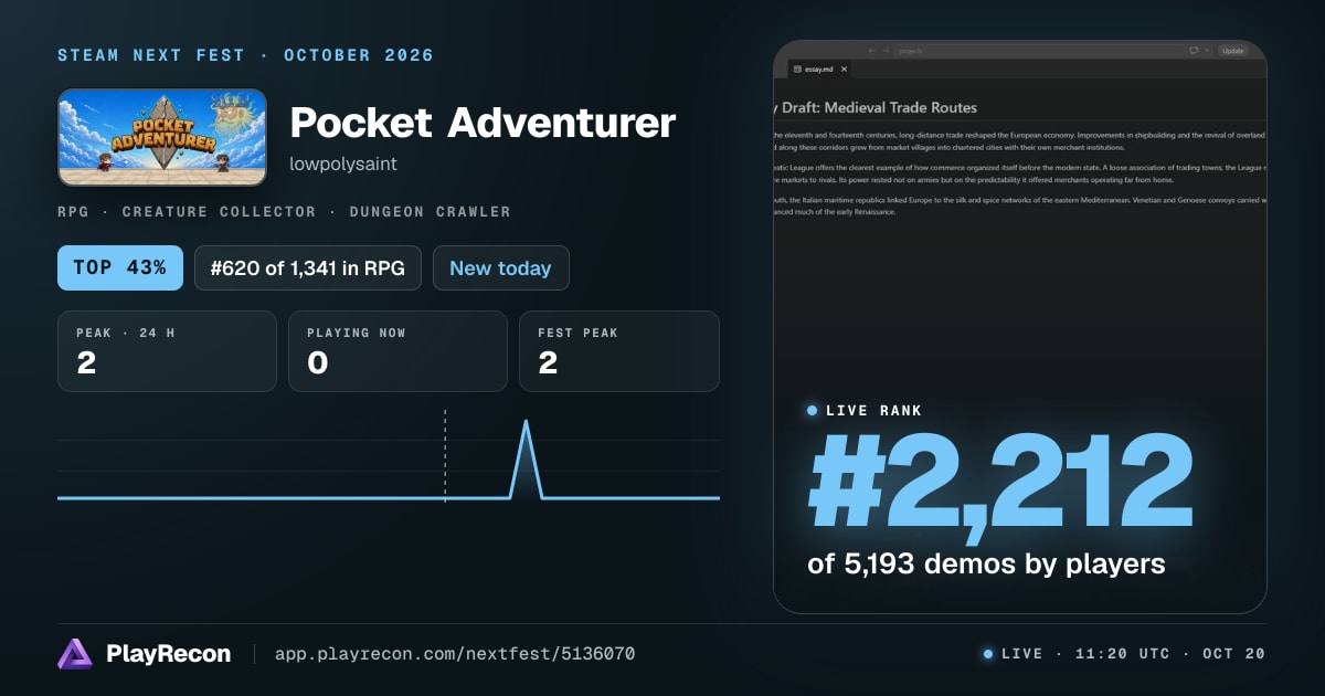 Pocket Adventurer au Steam Next Fest