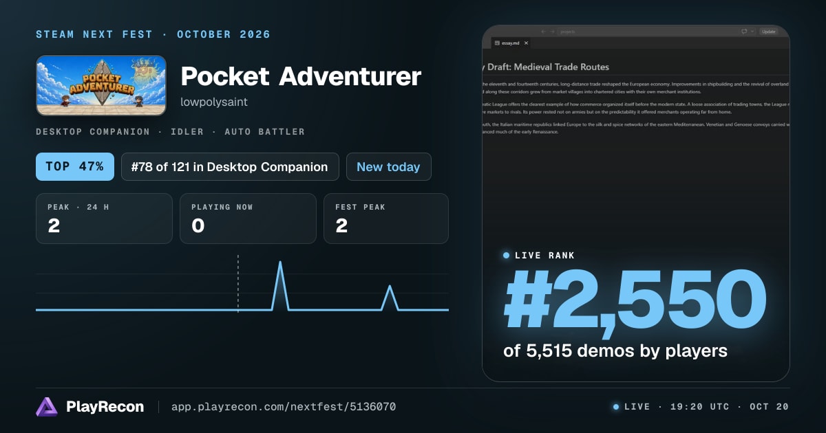 Pocket Adventurer на Steam Next Fest