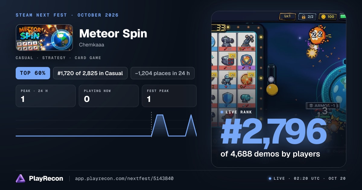 Meteor Spin in Steam Next Fest
