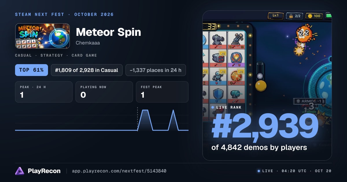 Meteor Spin au Steam Next Fest