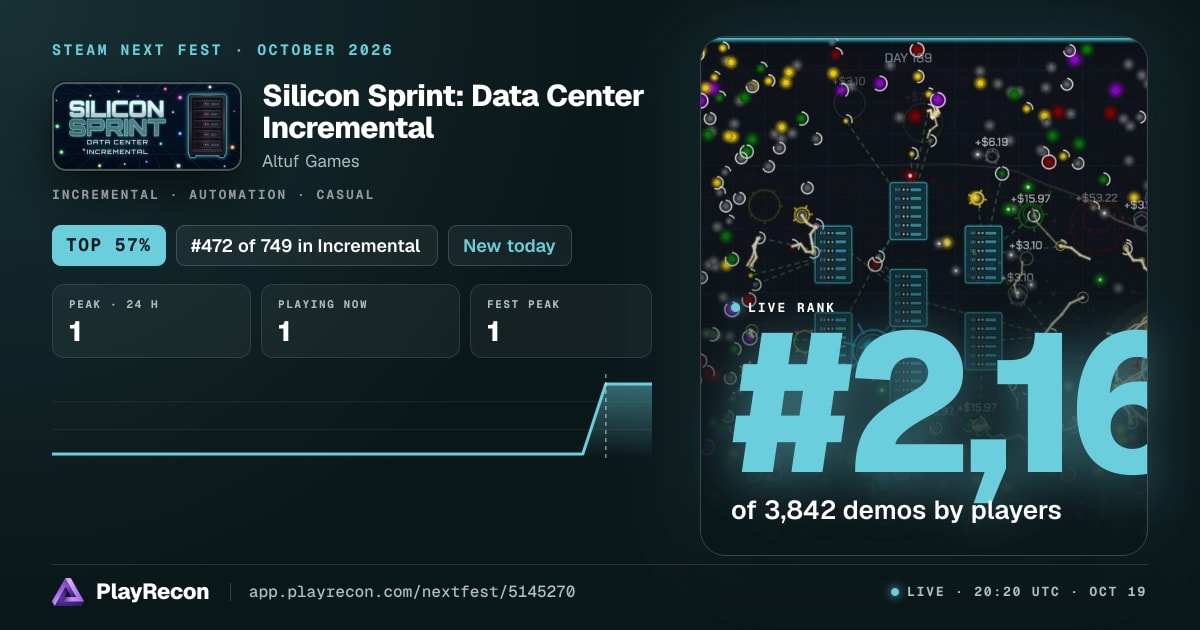 Silicon Sprint: Data Center Incremental en el Steam Next Fest