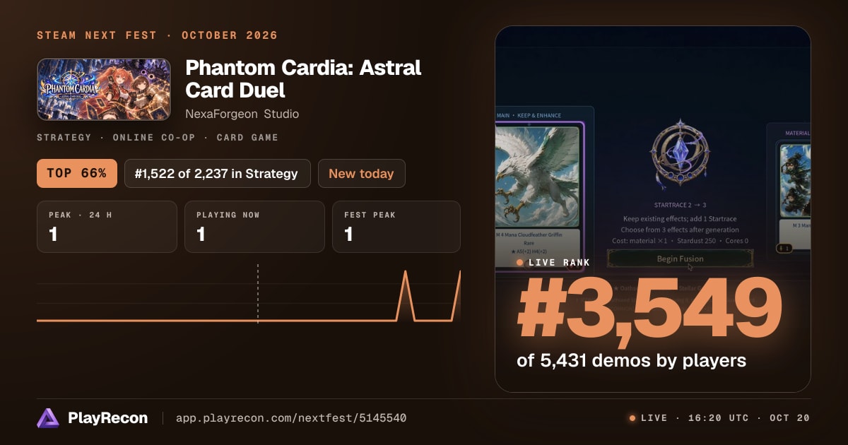 Phantom Cardia: Astral Card Duel im Steam Next Fest
