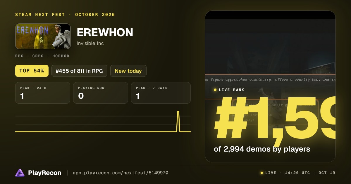 EREWHON in Steam Next Fest