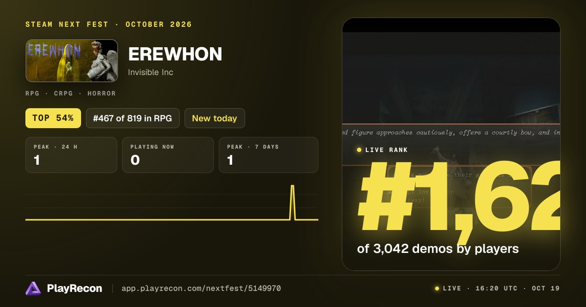 EREWHON au Steam Next Fest