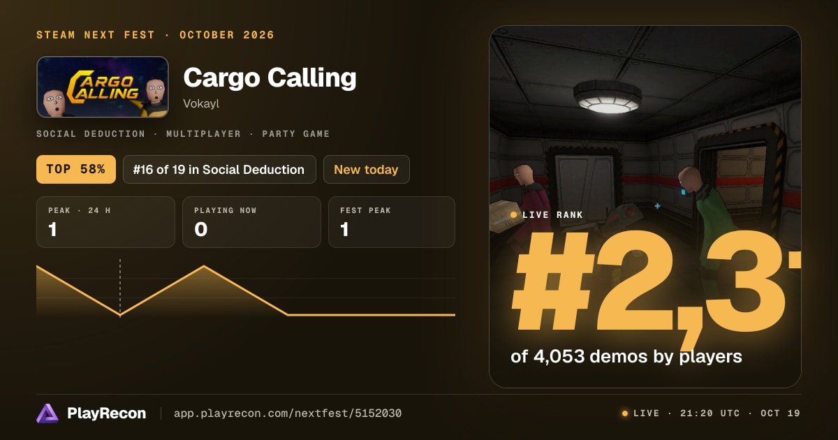 Cargo Calling in Steam Next Fest