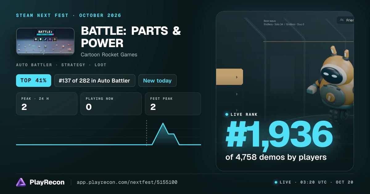 BATTLE: PARTS & POWER au Steam Next Fest