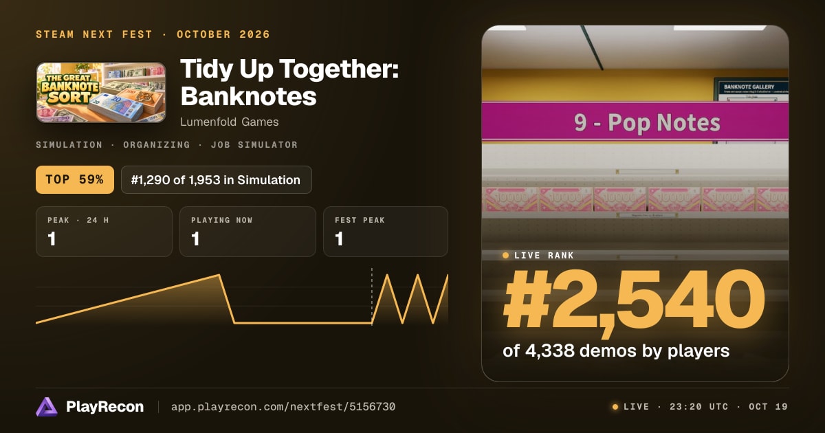 Tidy Up Together: Banknotes au Steam Next Fest