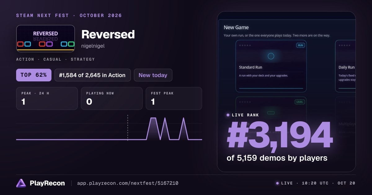 Reversed in Steam Next Fest