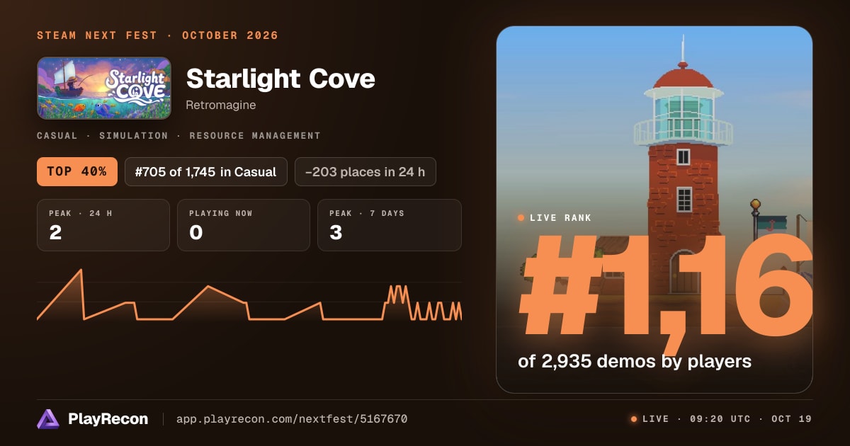 Starlight Cove in Steam Next Fest