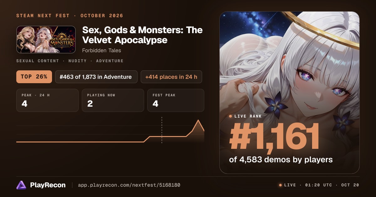 Sex, Gods & Monsters: The Velvet Apocalypse au Steam Next Fest