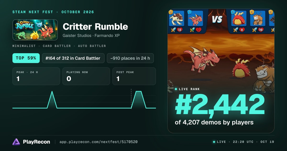 Critter Rumble in Steam Next Fest
