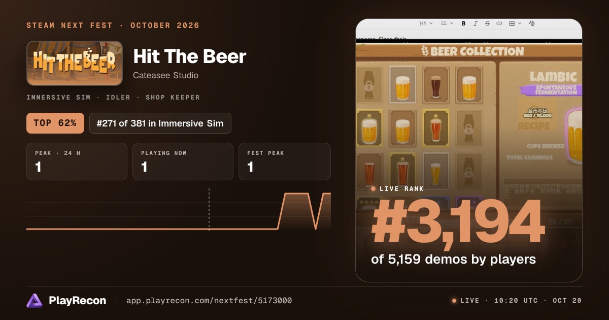 Hit The Beer на Steam Next Fest