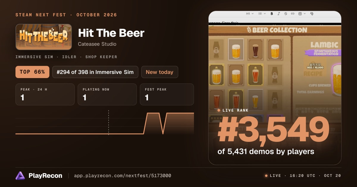 Hit The Beer en el Steam Next Fest