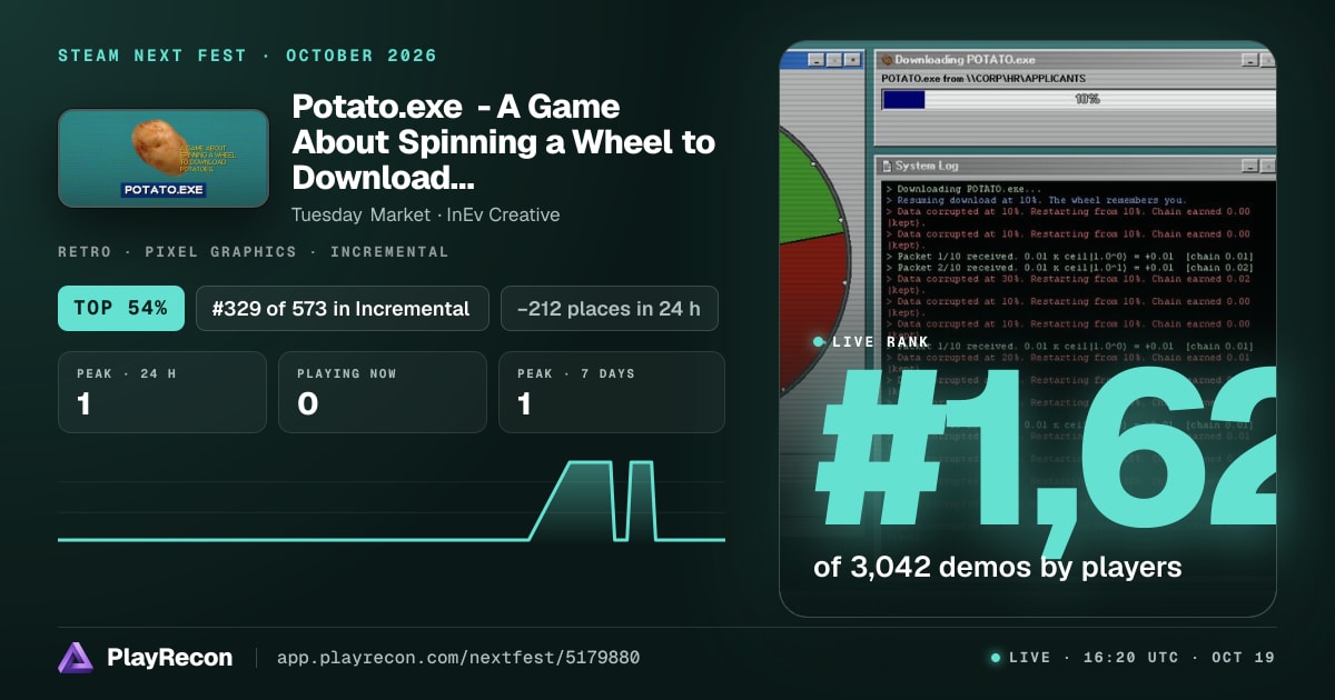 Potato.exe - A Game About Spinning a Wheel to Download Potatoes in Steam Next Fest