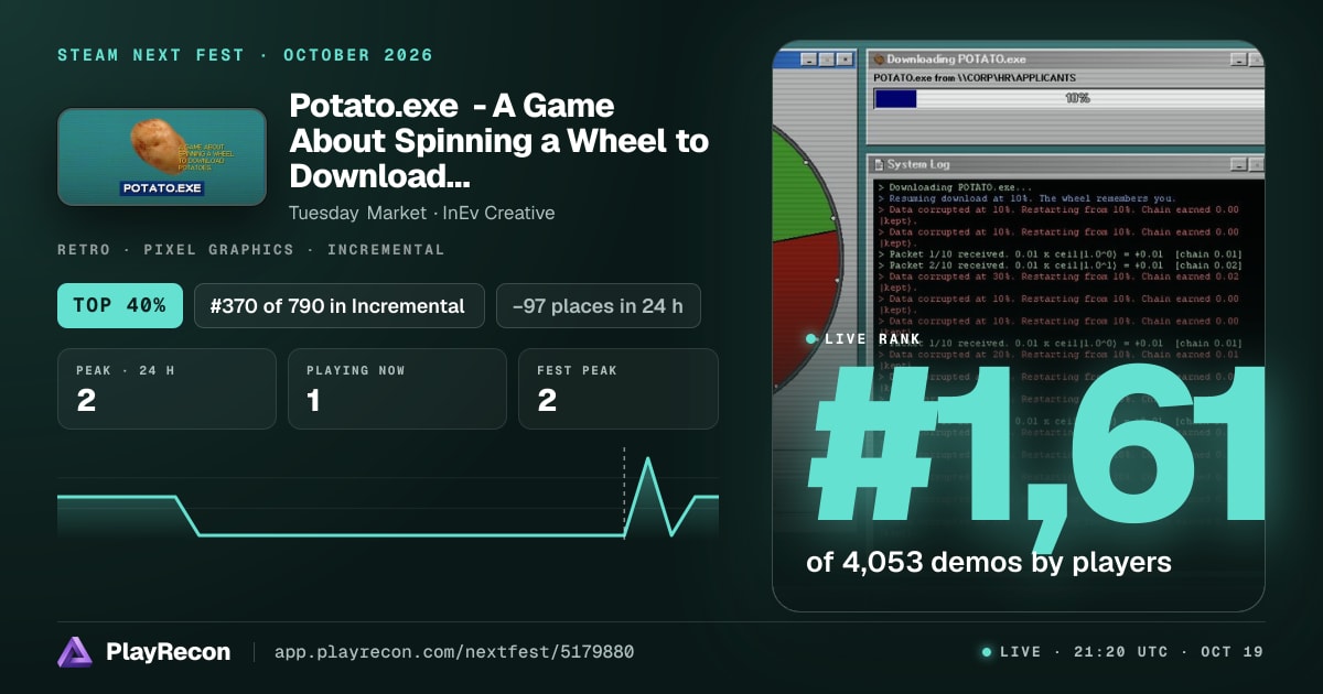 Potato.exe - A Game About Spinning a Wheel to Download Potatoes на Steam Next Fest