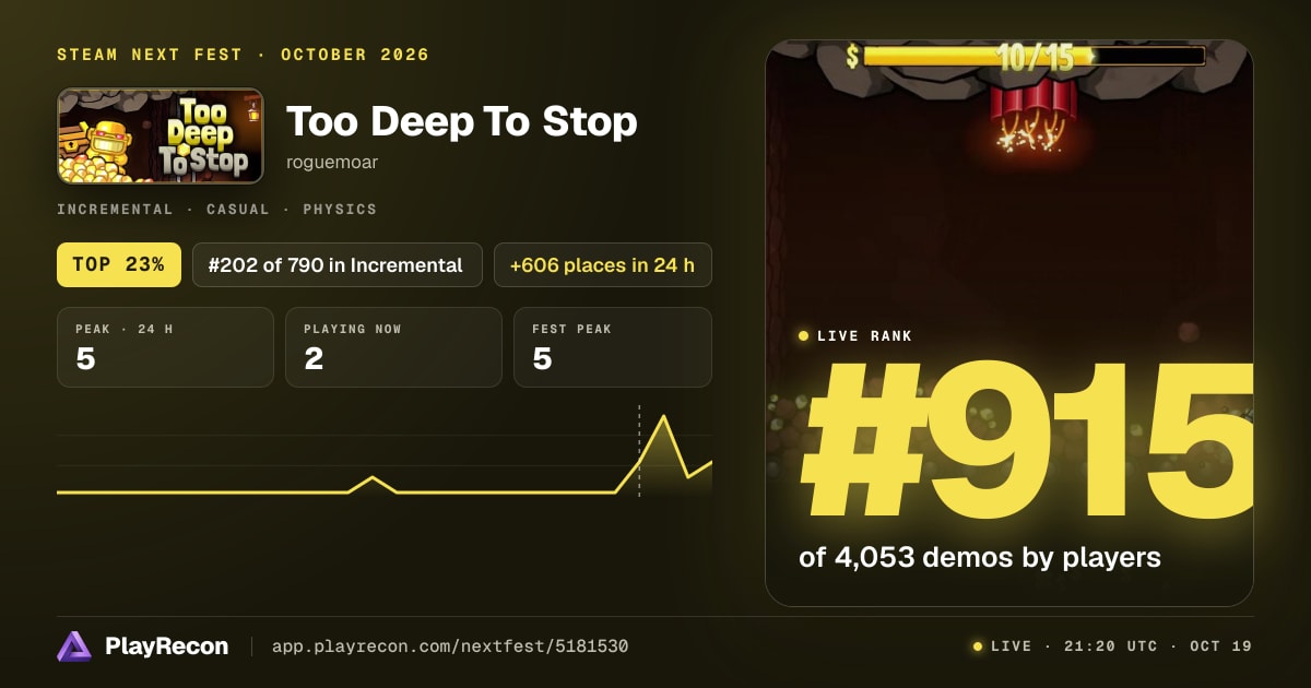 Too Deep To Stop en el Steam Next Fest