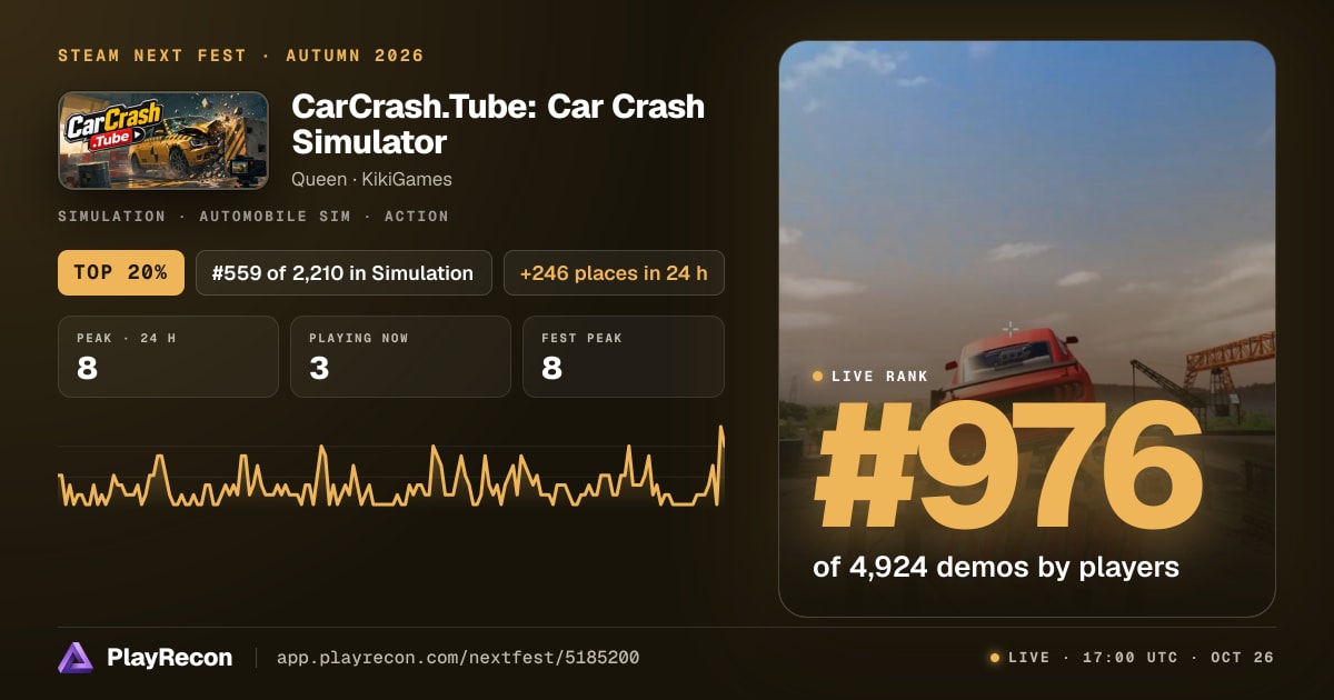 CarCrash.Tube: Car Crash Simulator au Steam Next Fest