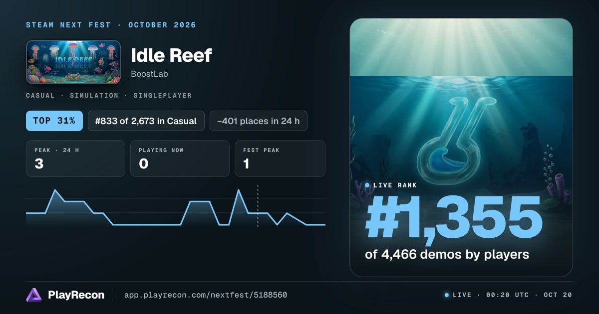 Idle Reef au Steam Next Fest