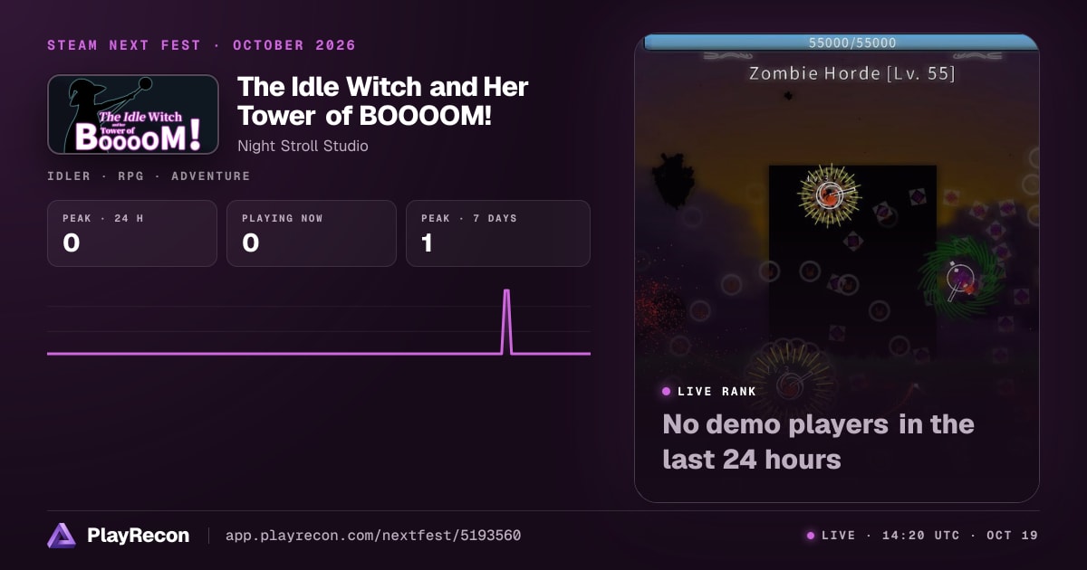 The Idle Witch and Her Tower of BOOOOM! in Steam Next Fest