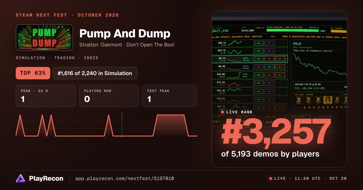 Pump And Dump allo Steam Next Fest