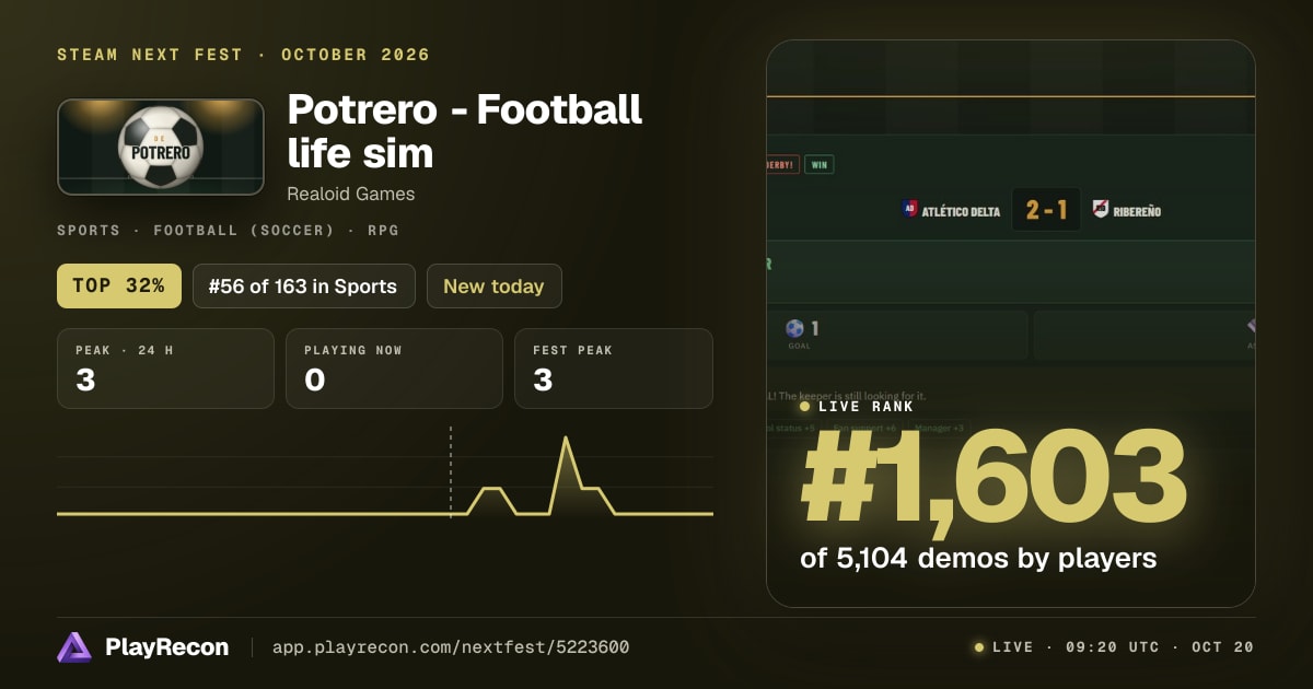 Potrero - Football life sim en el Steam Next Fest