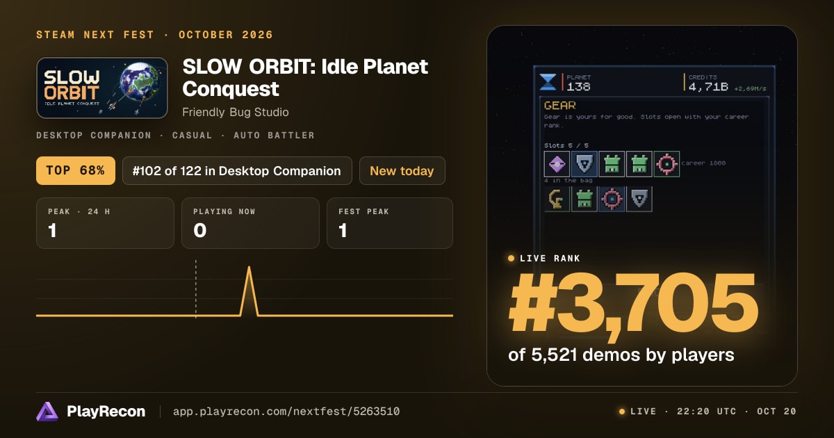 SLOW ORBIT: Idle Planet Conquest en el Steam Next Fest