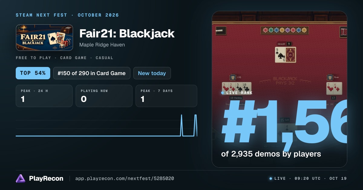 Fair21: Blackjack in Steam Next Fest